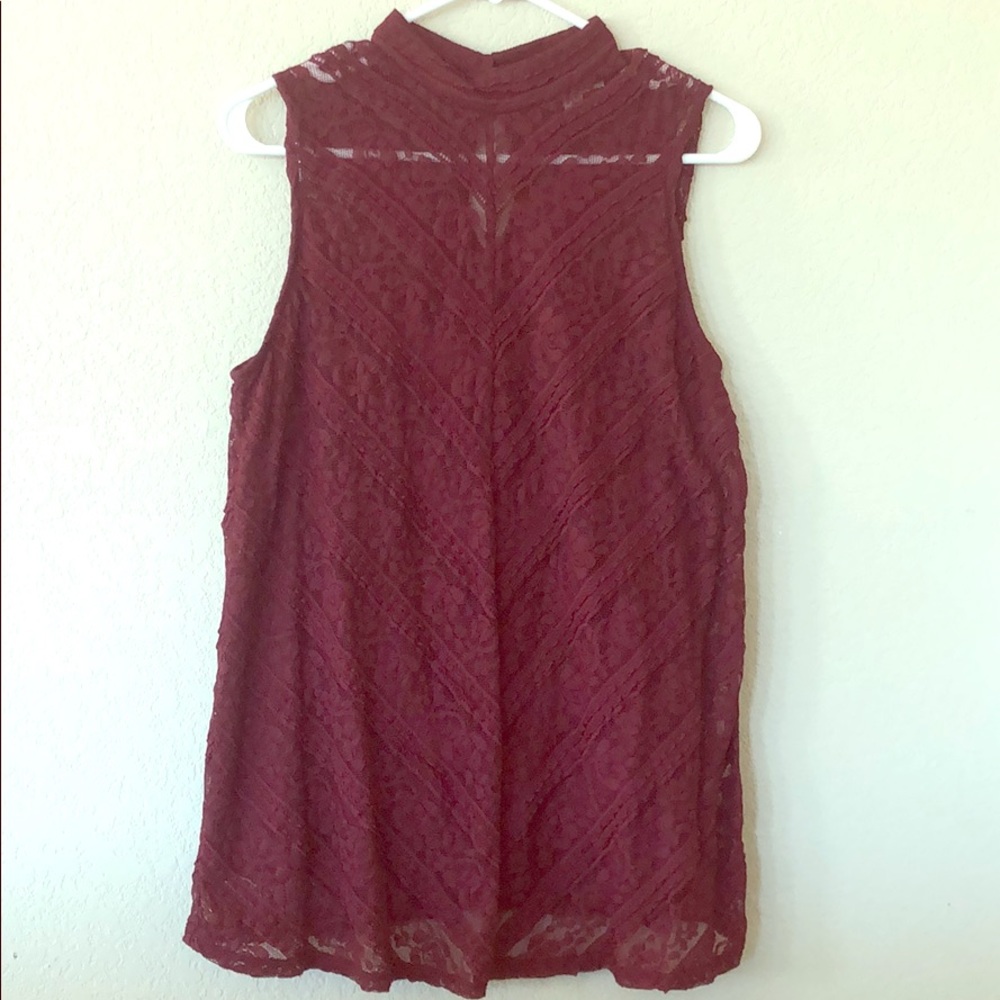 Maroon lace sleeveless top